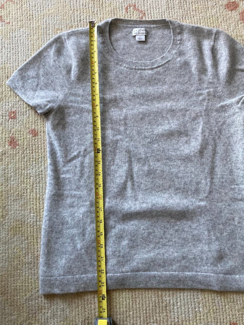J Crew 100% Cashmere Tee, Light Gray, size large - Picture 6 of 6